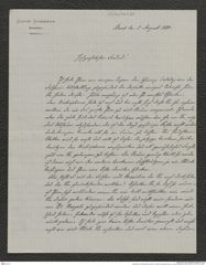 Nachlass Franz Steindachner, Brief von Gustav Schneider (senior) an Franz Steindachner (05.08.1880), Inv.Nr. 461.20, Seite 1